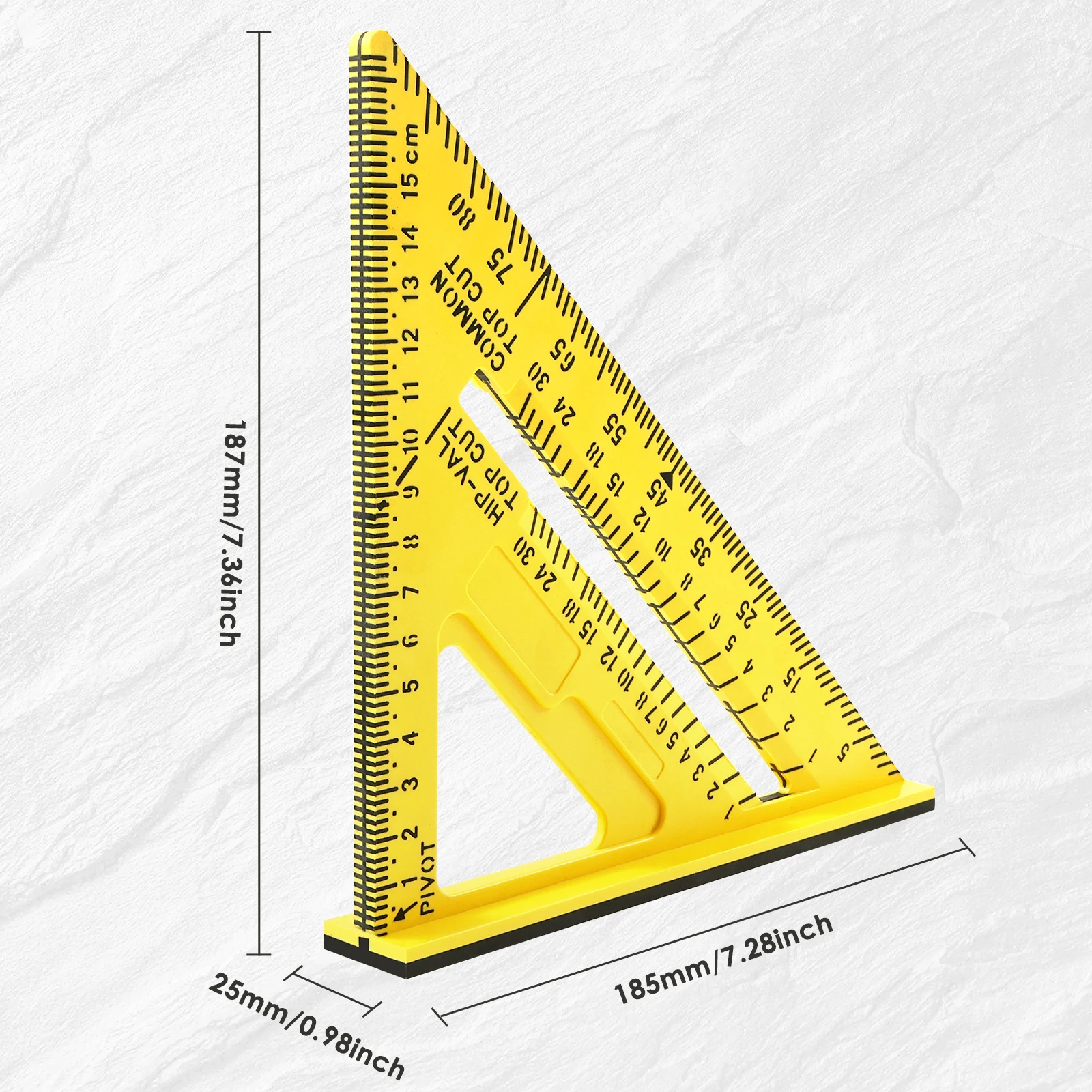 Woodworking Triangle Ruler Plastic Precision Right Angle Measuring Framing Ruler Carpenter Tools Clear Scale Square Protractor