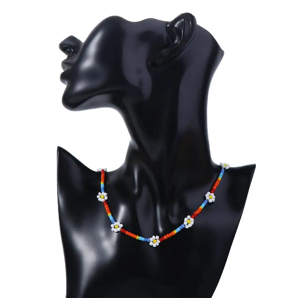 Koreanische handgefertigte Damen-Urlaubs-Halskette, hübsches Schmuckgeschenk, Schlüsselbein-Halskette, Blumen-Perlenkette, Boho-Choker, Damen-Halskette – Detail 4