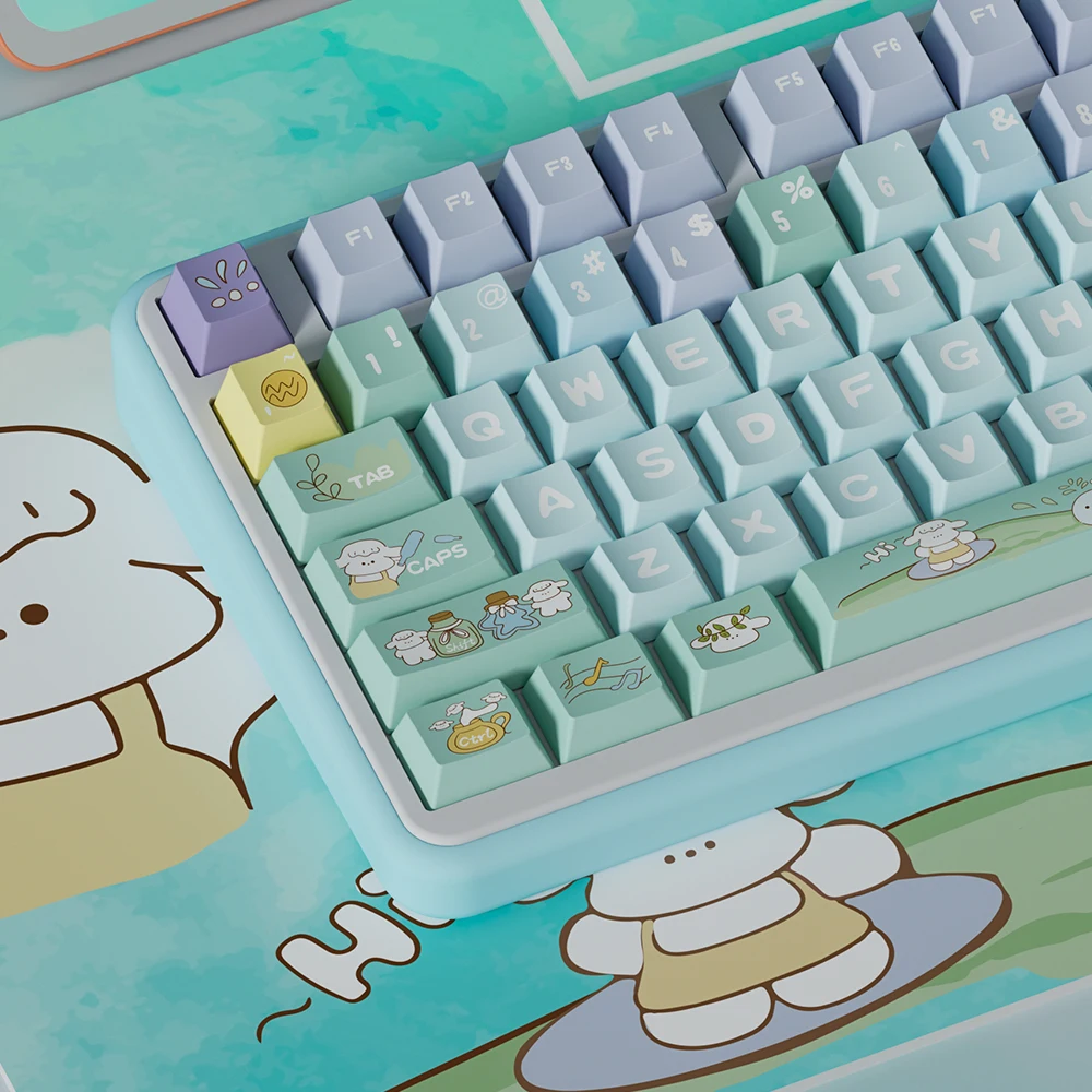 

Cartoon Cute Aquarius Keycap Cherry Height PBT Constellation Keycaps for 68/75/84/87/98/104 Mechanical Keyboard Green Key Caps