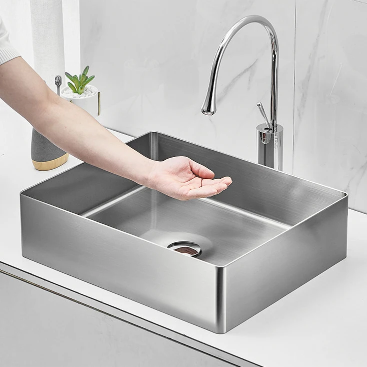 

Sink,Rectangular Thickened Basin Sink Fashion Bathroom With Basin Sink Stainless Steel Rectangular Basin Sink