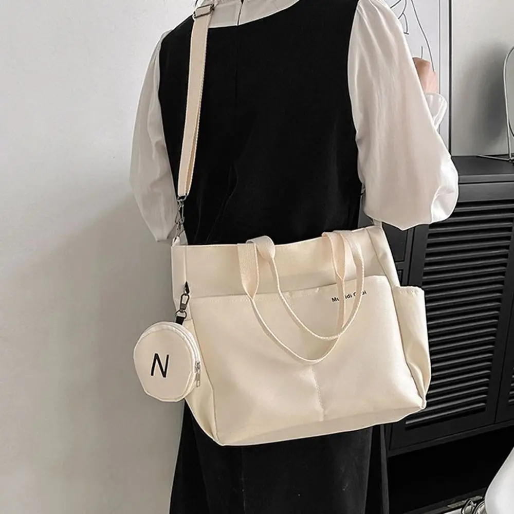 حقيبة أكسفورد ذات سعة كبيرة، حقيبة كتف مقاومة للماء وخفيفة الوزن مع محفظة دائرية للعملات المعدنية وحقيبة كروس للعمل #5