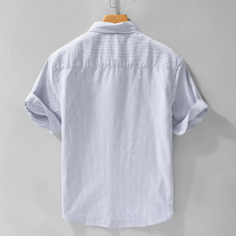 Men's Fashion Stylish Comfortable Striped Short Sleeve Shirt Unique Design, 100% Premium Cotton, Loose Fit for Summer Shop Now