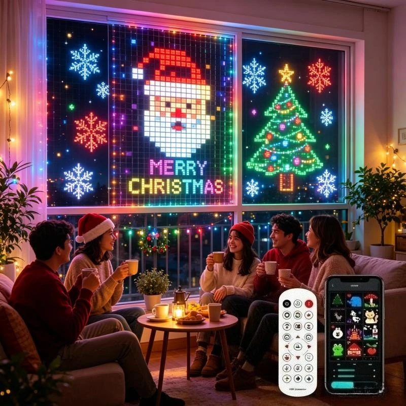 400LEDs Smart Curtain String Light Bluetooth APP Control Christmas Fairy Light DIY Picture Display Garland  Party Wedding Decor