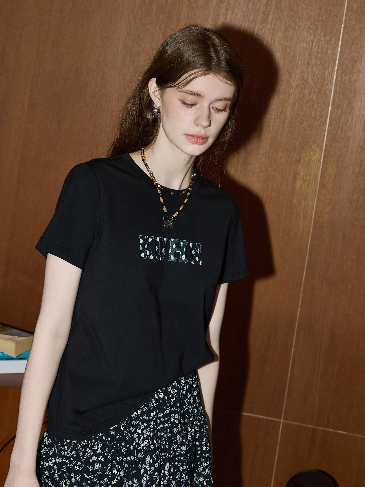Cool Sensation Short Sleeve T-Shirt Modern Poet Loose Fit Knitted Cotton Polyester Blend Summer Top for Women by KUHNMARVIN