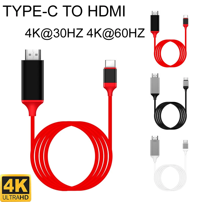 Uniwersalny 2M laptop telefon rodzaj USB-c do HDMI TV 4K @ 30Hz 4K @ 60Hz 1080P projekcja w tym samym kabel ekranu HD PC do konwersji