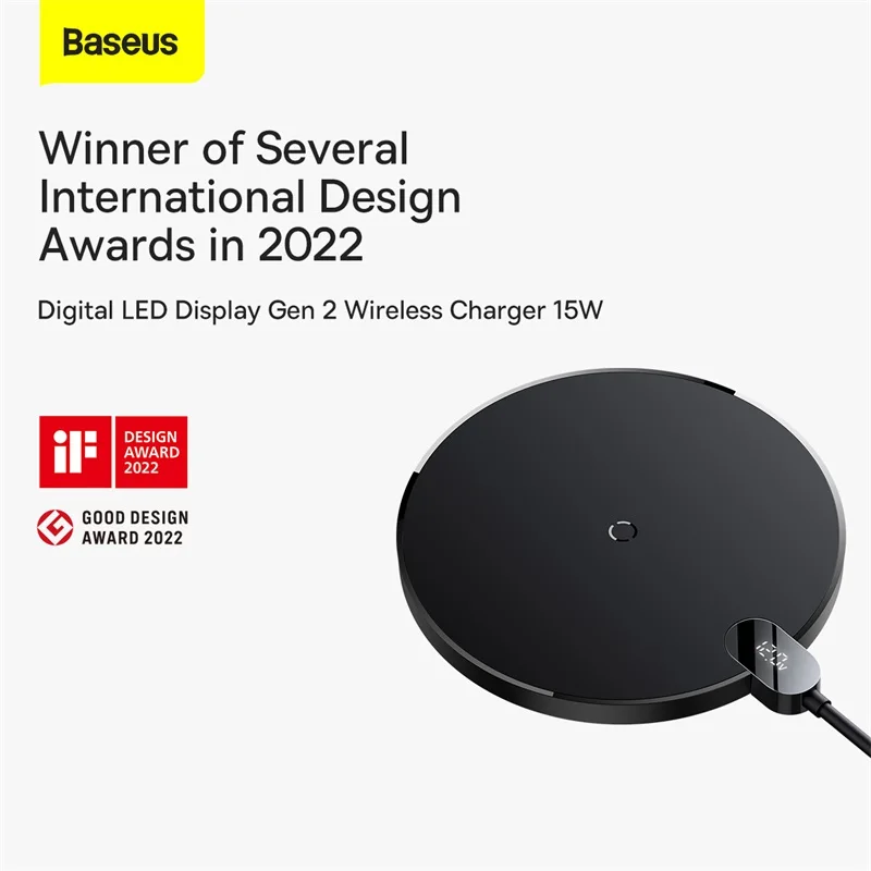 Baseus Digital LED Display Gen 2 Wireless Charger 15W Black