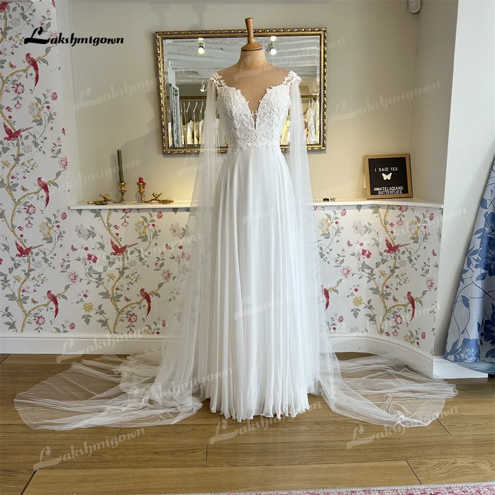 Lakshmigown O-Neck A Line Wedding Dress 2025 Backless Beading Watteau Train Wedding Gown  amanda novias tienda oficial suknia śl