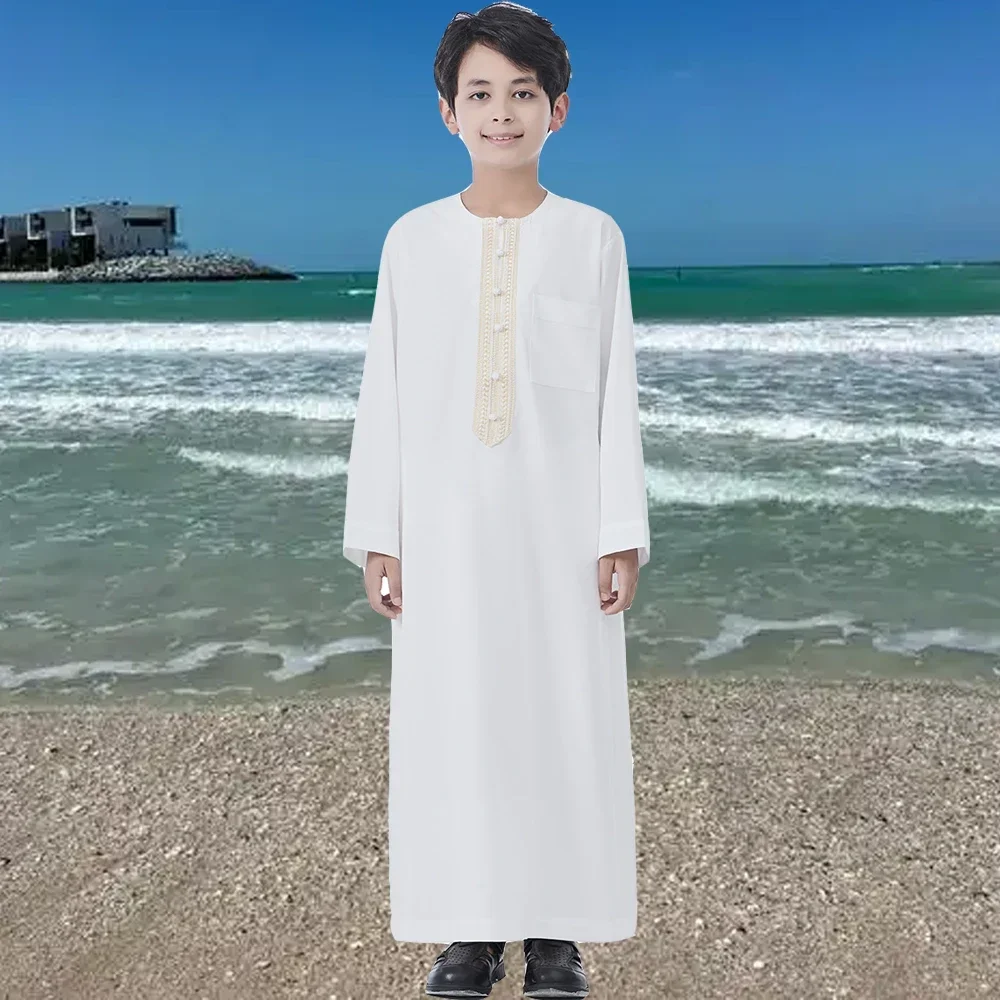 

Middle East Long Sleeve Arabic Boy Jubba Thobe Robe Jubba Kid Djellaba Homme Daffah Dishdasha Kaftan Muslim Abaya Islam Clothing