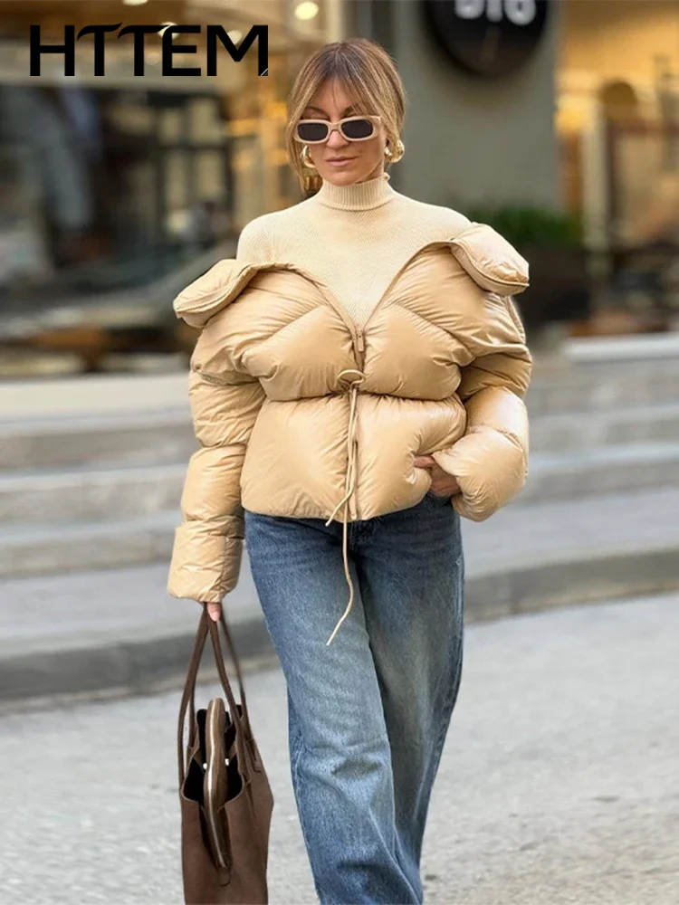 Autumn Winter Women's Short Cotton Coat Warm Standup Collor Zipper Lace Up Female Slim Coats 2026 Chic Solid Lady Thicken Jacket