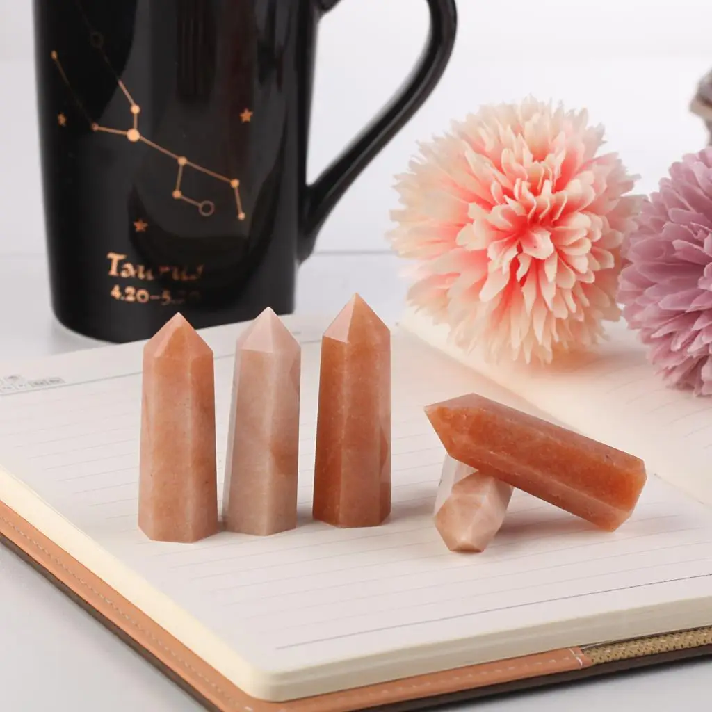 TUMBEELLUWA Natural Healing Crystal Hexagonal Points Wand,Single Self Standing Gemstone Prism for Reiki Chakra Meditation 1.9''