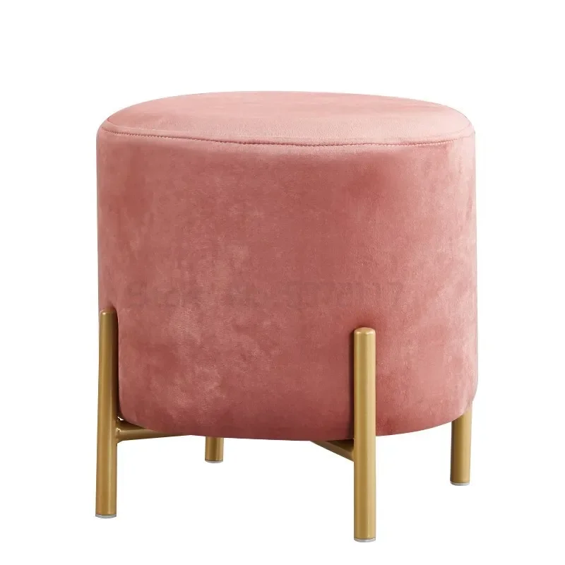 Customized Velvet Dressing Stool Golden Leg Tassel Makeup Bench Openable Ottoman Pouf for Home Fashionable Furniture