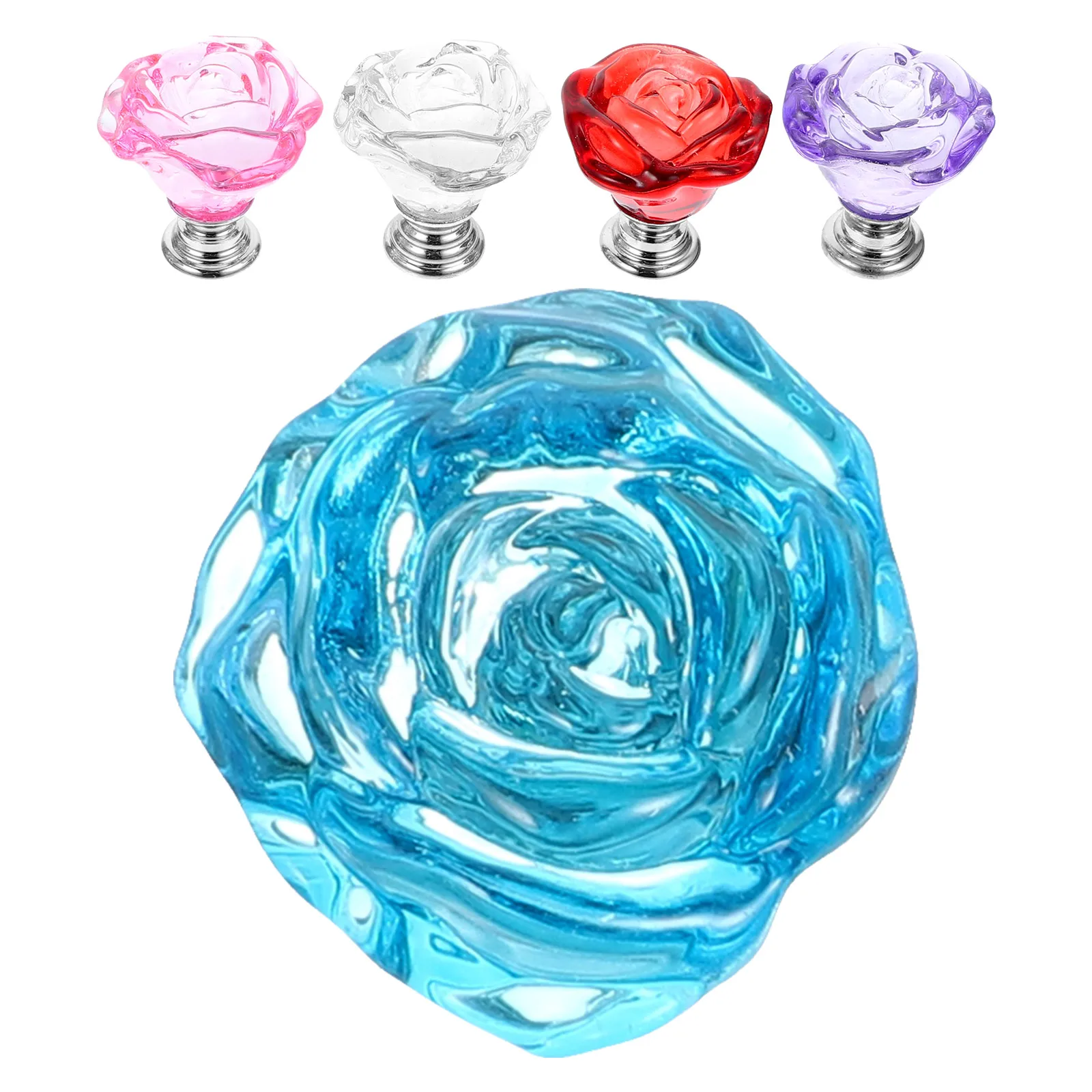 

5pcs Furniture Handles Glass Rose Knobs For Cupboard Drawer Kitchen Wardrobe Pulls Drawer Handles Cupboard Pullsglass Rose Knobs