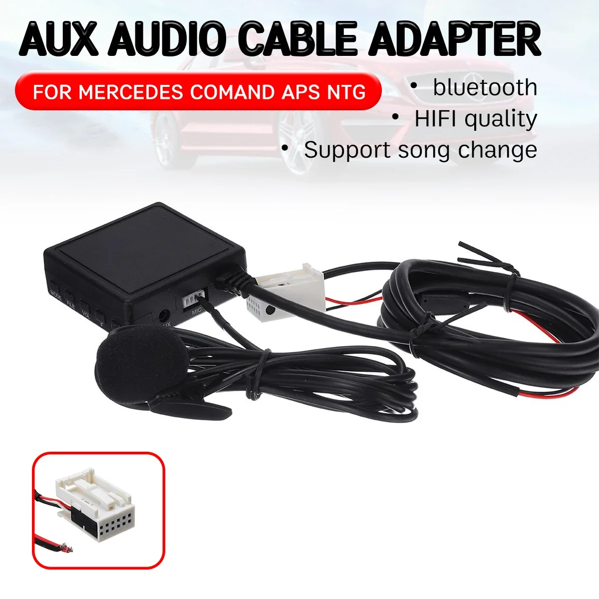For Mercedes for Benz W169 W245 W203 W209 W164 bluetooth Aux Receiver Cable with USB,microphone Hands-free Aux Adapter