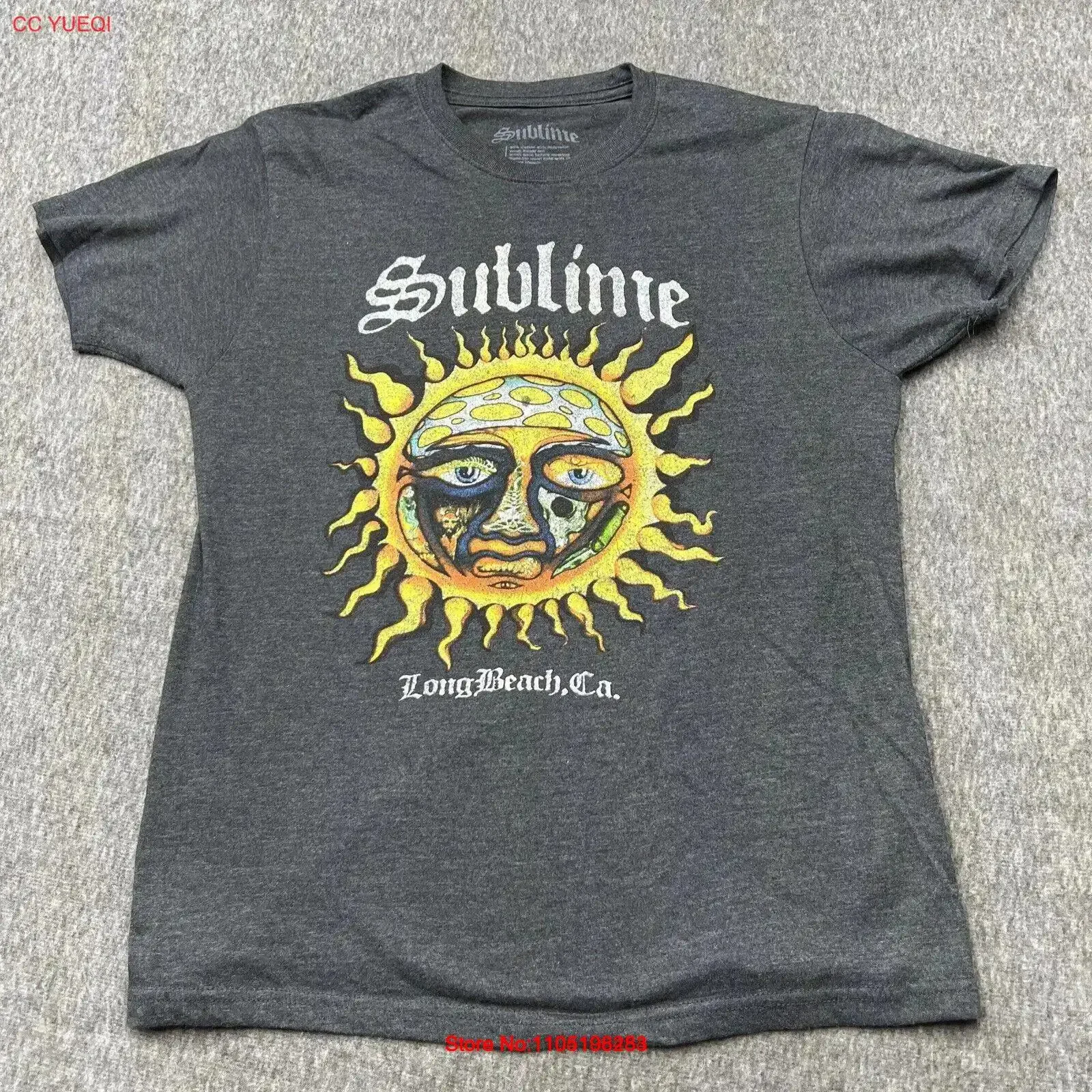 

Женская футболка Sublime, большая серая, солнцезащитная, длинная, пляжная, CA, хлопковая, винтажная, стираная, с графическим рисунком, растягивающаяся, универсальная, мужская, мягкая, удобная