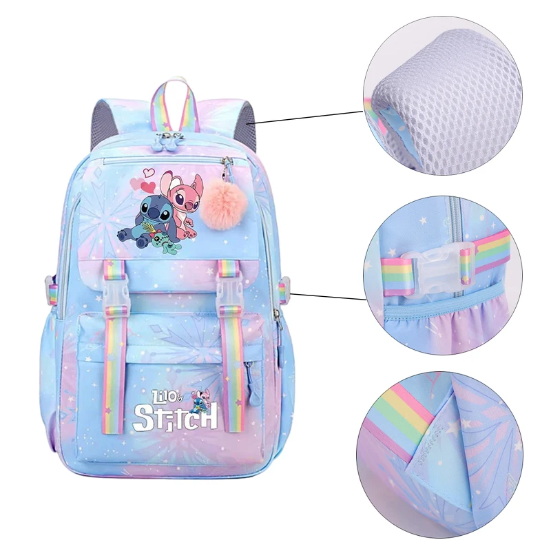 Cartable imprimé point grande capacité sac à dos à poches multiples cartable pour étudiant du premier cycle du secondaire pour les filles