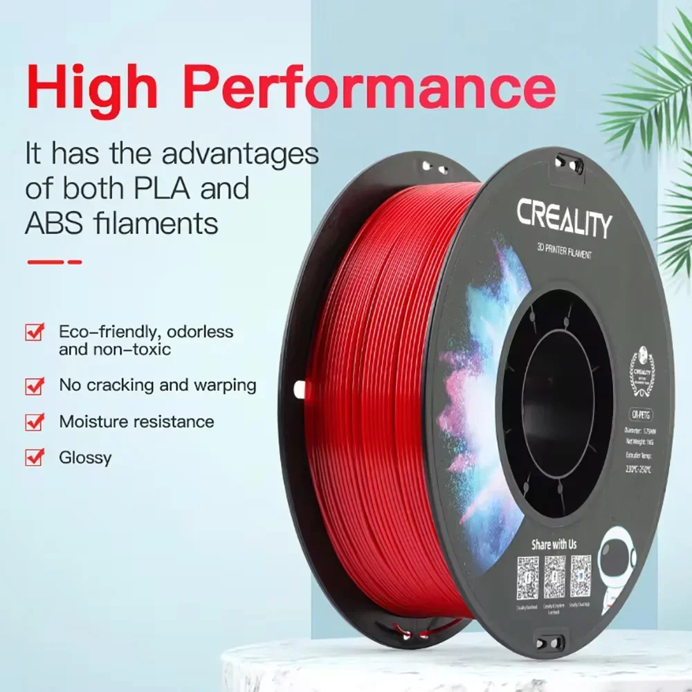 Creality CR-PETG Filament 1.0kg 1.75mm 230-250℃ Printing Temperature Glossy Printing Filaments 2pcs/pack 3D Printer Materials