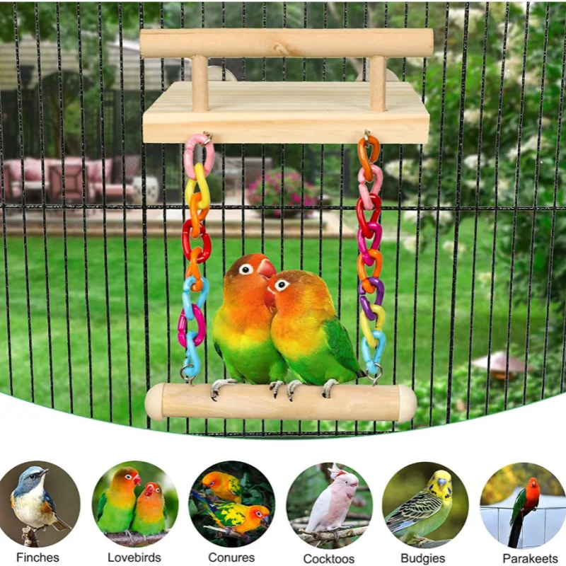 Parrot Toy Bird Cage Decoration Pendant Small Bird Cage Nibbling Toy Parrot Springboard Swing Combination Toys Are Varied