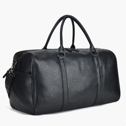 Black PU Fashion Travel Bags Zipper Large Capacity Simple Business Trip Bags for Men 2024 High Quality Classic Versatile