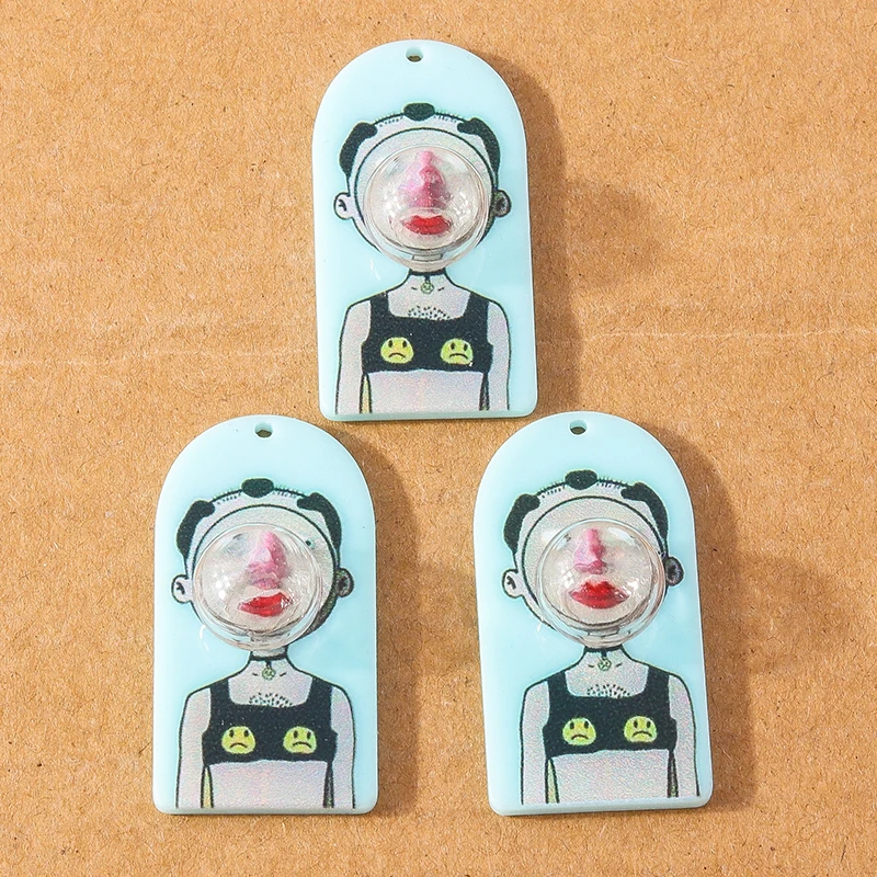 5 Stück Niedliche Harz-Cartoon-Mädchen Blasen-Seifenblasen-Anhänger für DIY Ohrringe Halsketten Schmuckherstellung Zubehör – Detail 3