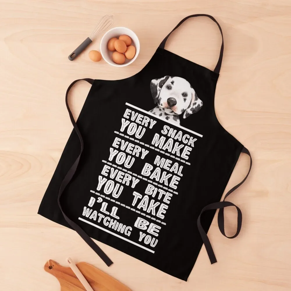 Avental de cozinha personalizado dálmata para mulheres, uniforme chef, uniforme chef, cada lanche você, meu cachorro