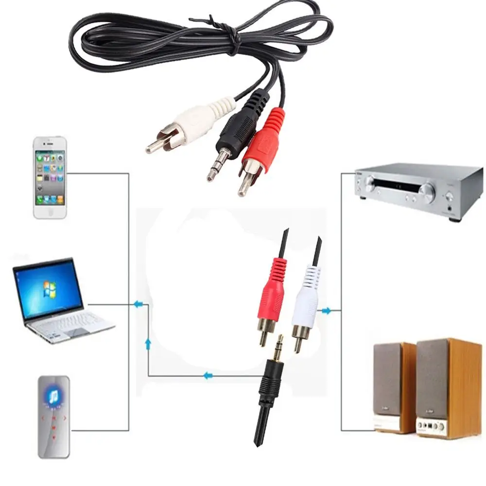 1m 7AIY for Mini 3.5mm jack Mobile Player TO Stereo Cable Audio Line 3.5mm to 2 RCA