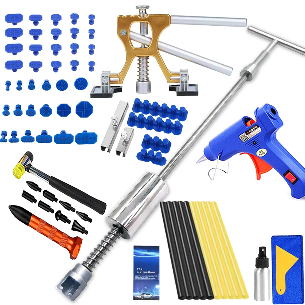 Car Dent Repair Tools Kit Slide Reverse Hammer Suction Cup Sheet Metal Auto Body Paintless Dent Removal Puller Set Car Tools Kit