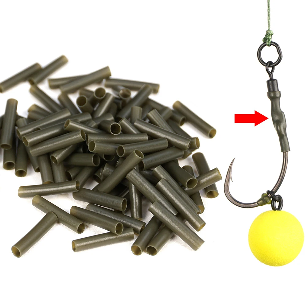 Hirisi 100-teiliges Schrumpfschlauch-Set für Karpfenangeln, Anti-Tangle-Hakenärmel, Ronnie Hair Rig-Zubehör, langlebiges Angelgerät