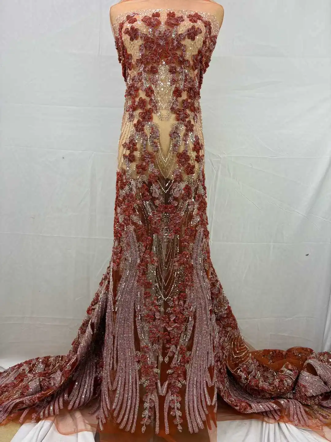 

Luxury African Beaded With Sequins Lace Fabric High Quality Groom Nigerian Wedding Bridal Embroidery French Tulle Sewing