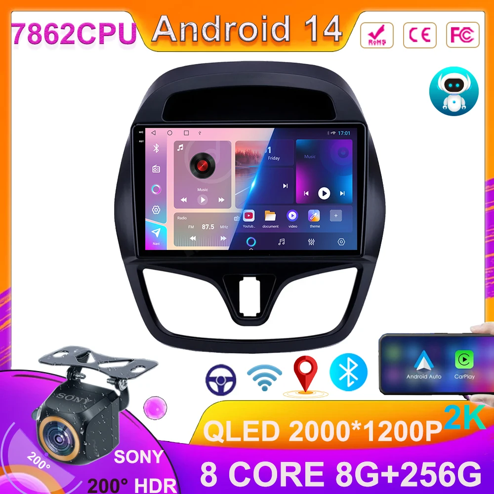 

Android 14 For CHEVROLET Spark Beat 2015 - 2018 Wireless Carplay GPS navigation video Android automatic stereo 5G Wifi screen