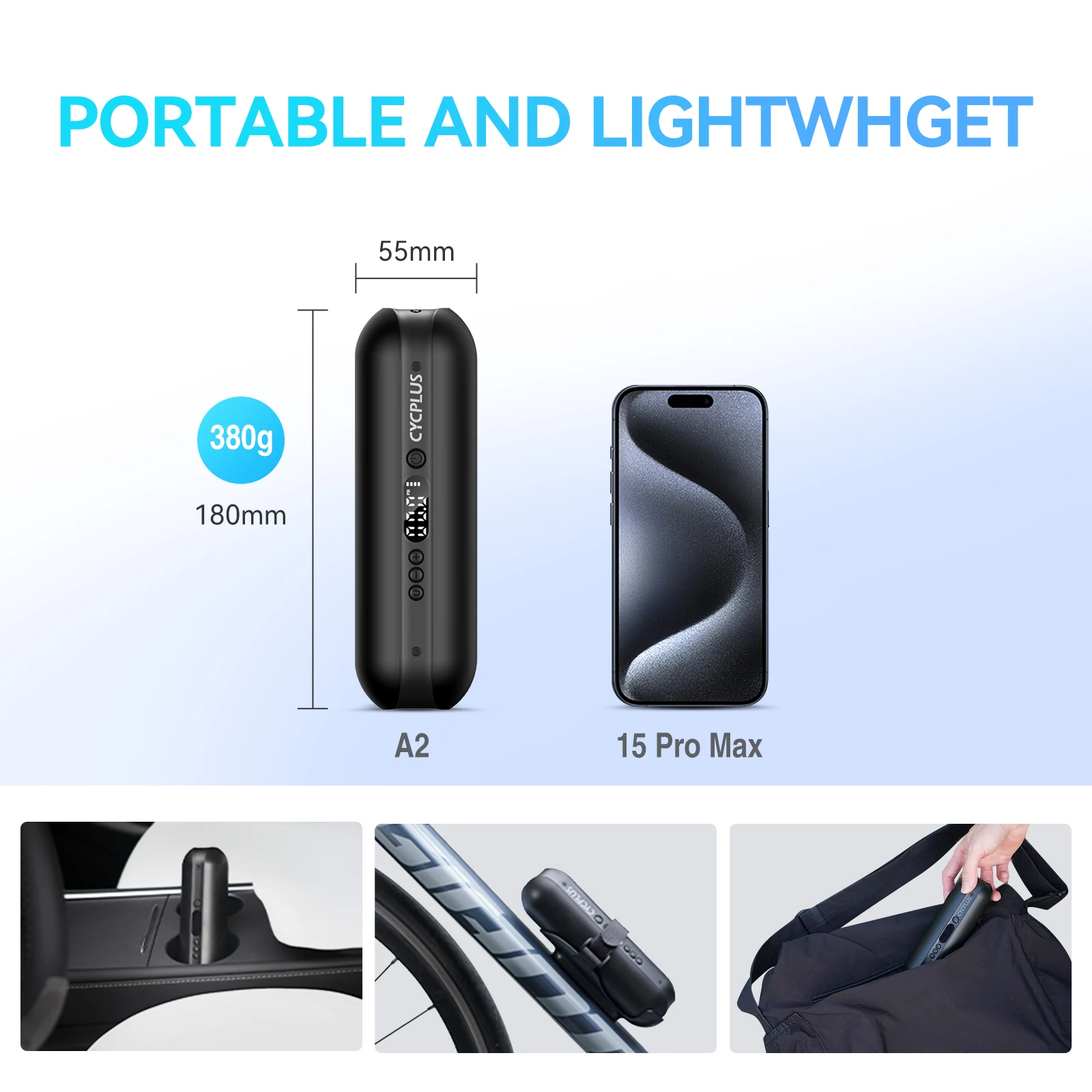 CYCPLUS Electric Bike Pump Cycling Bicycle Accessories High Pressure Air Inflator Portable Pump For Car Motorcycle Tire Inflator - Image 6