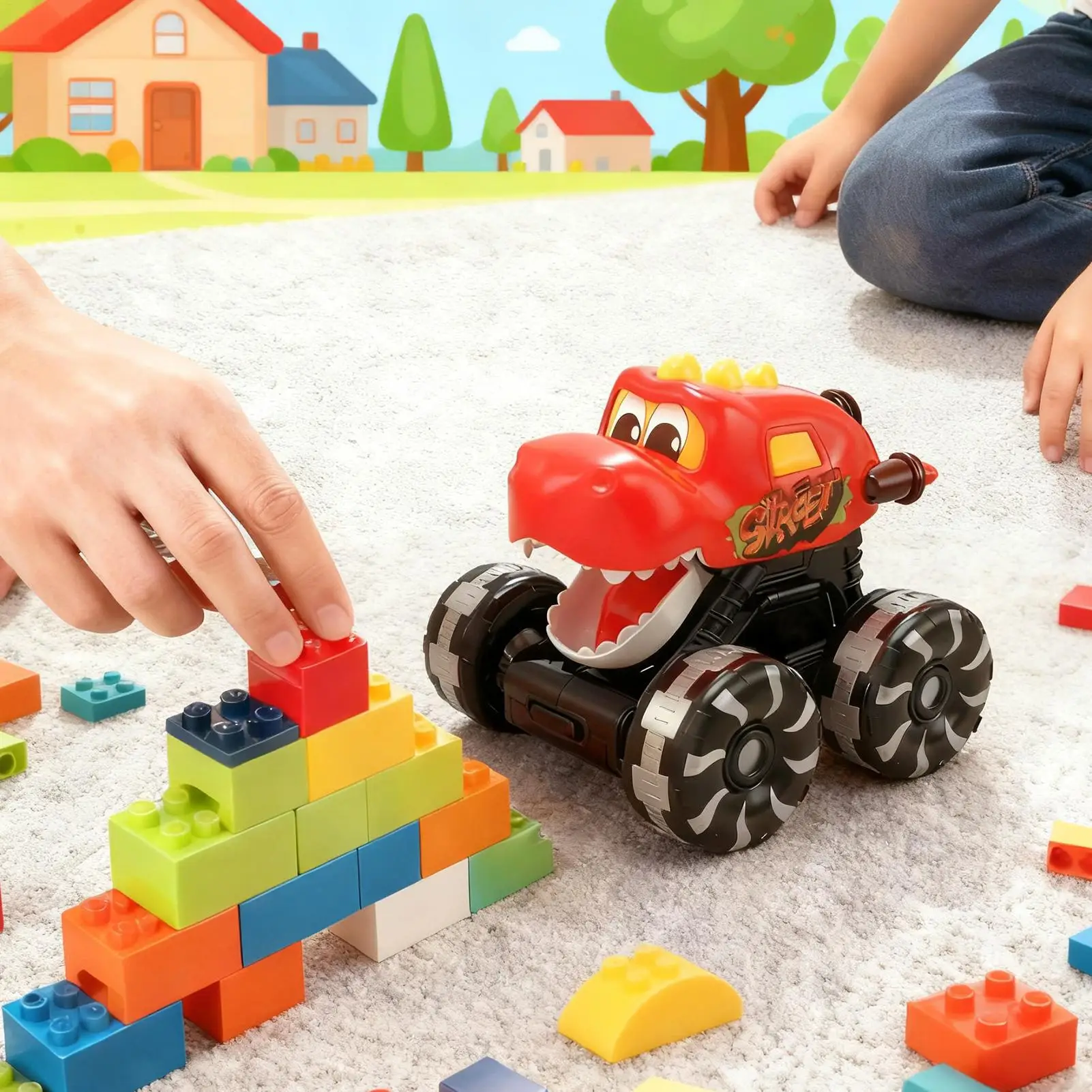 2026 juguetes de dinosaurios, coches extraíbles, Mini camión monstruo prensado para controlar, juego de juguetes con luz para niños pequeños, regalos para niños y niñas