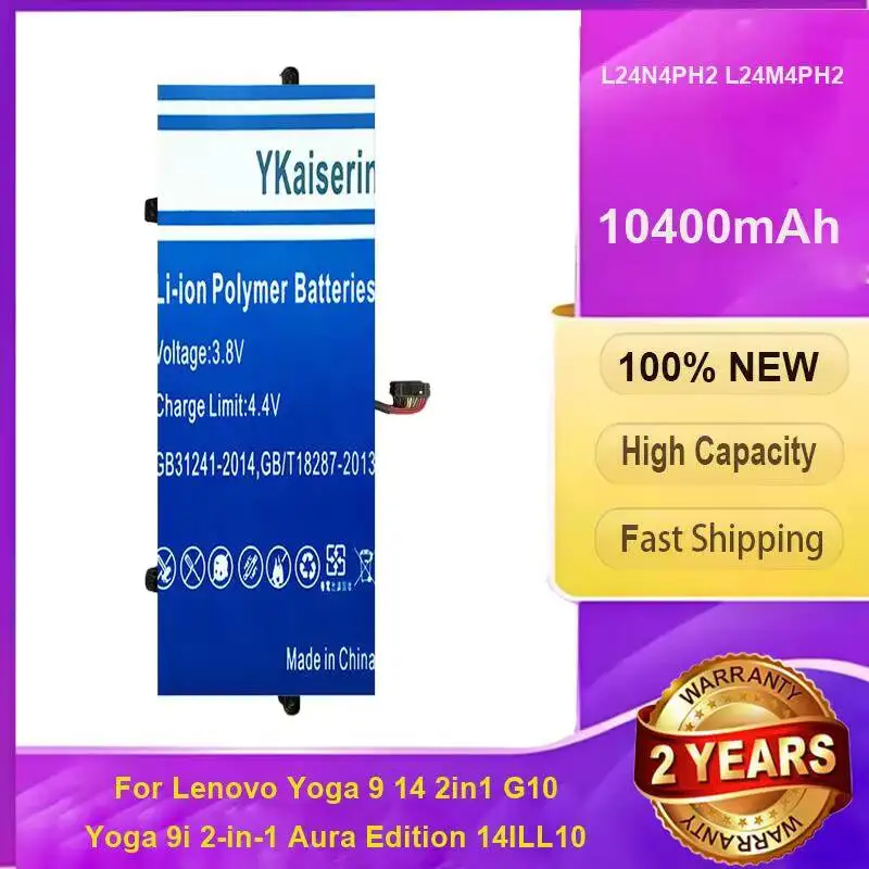 10400mAh L24N4PH2 L24M4PH2 Laptop Battery For Lenovo Yoga 9 14 2in1 G10 Yoga 9i 2-IN-1 Aura Edition 14ILL10 Rapid Charging