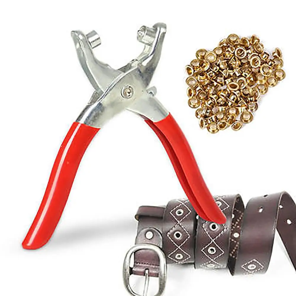 1 Punch Pliers 100 Rivets Eyelets Tools DIY Eyelet Hole Puncher Leather Belt Hole Punch Plier Revolve Sewing Machine Setter Tool