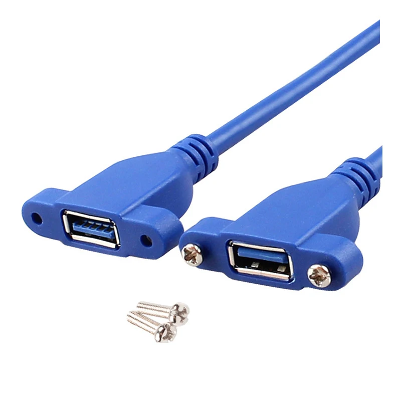 USB3.0 Male to Female With Mount Extendsion Cable Fixed desktop socket adapter With earrings box baffle Cable With Screws 0.3M