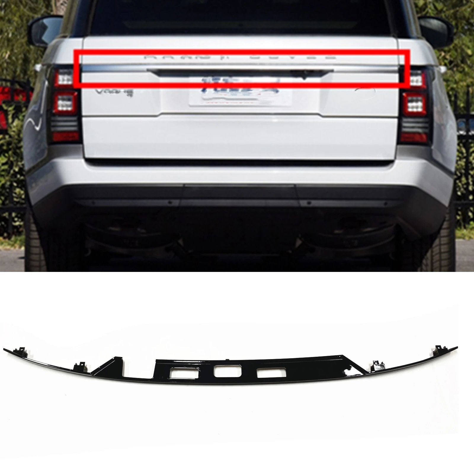 ​Rear Trunk Lid Trim Gloss Black Tail Strip Decor Spoiler Splitter Lip For Land Rover Range Rover 2013-2022 Executive Edition