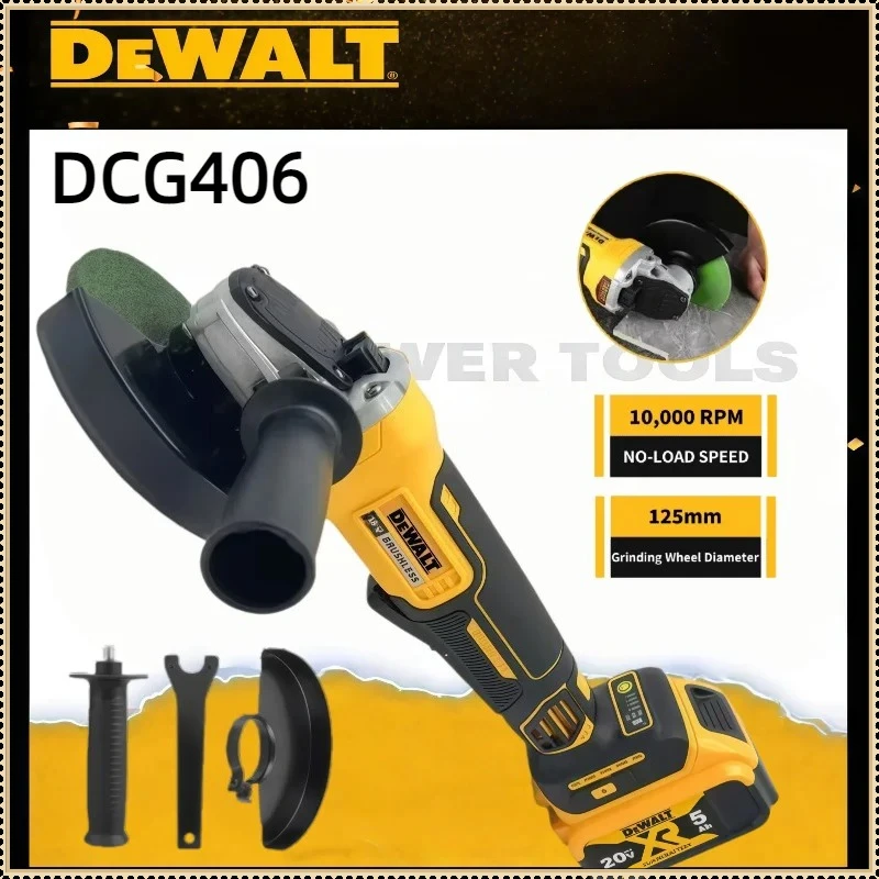 Dewalt DCG406 125MM Brushless Angle Grinder 9000RPM Cordless Cutting Machine Impact Polisher Machine Rechargeable Power Tool