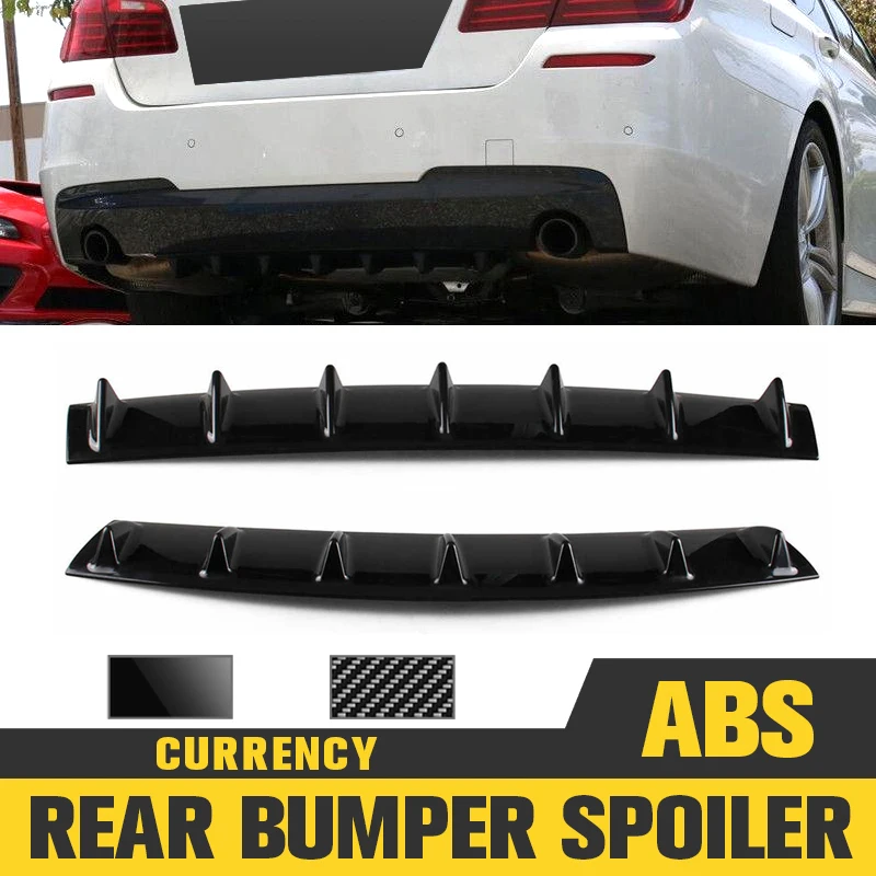 7-Fin Shark Fin ABS Diffuser Bright Black Without Drilling Hot Sale Universal Car Rear Bumper Lip