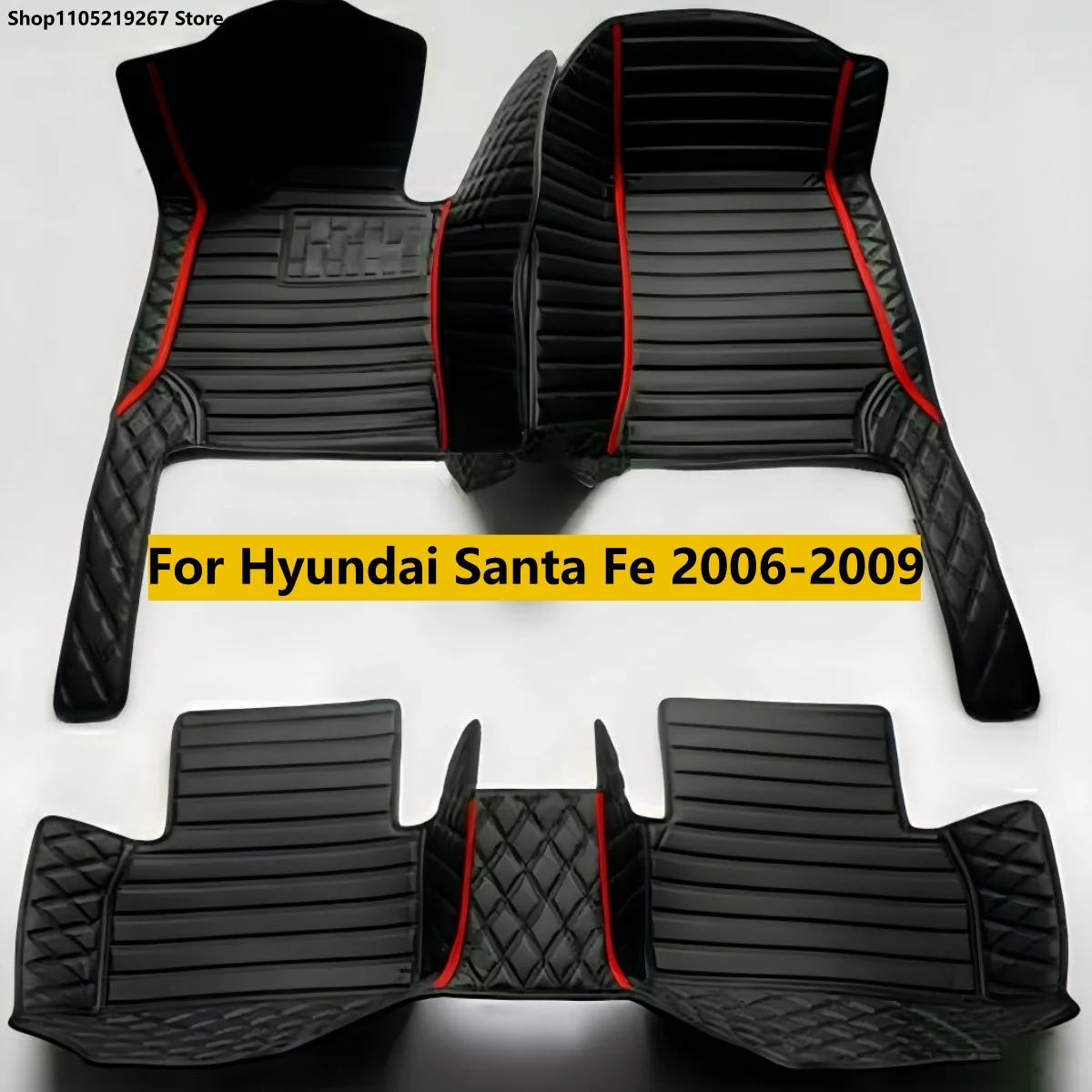 

5 Seats Custom Car Floor Mats Fit For Hyundai Santa Fe 2006 2007 2008 2009 Interior Details Accessories Artificial Leather