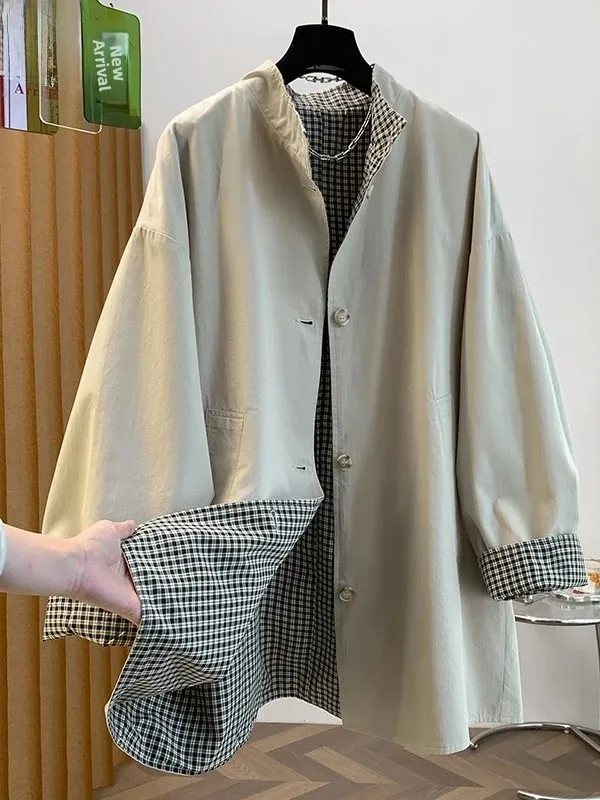 Authentic British Style Women's Long Coat Jacket Stand Collar Thickened Cotton Autumn New Arrival Fashion Ladies' Outerwear