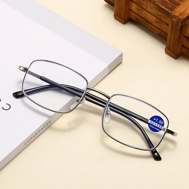 Kacamata Baca Cahaya Anti Biru Klasik dengan Casing Kacamata Presbiopi Bisnis Wanita & Pria untuk Orang Tua + 1.0 1.5 2.0 2.5 3.0 3.5 4.0
