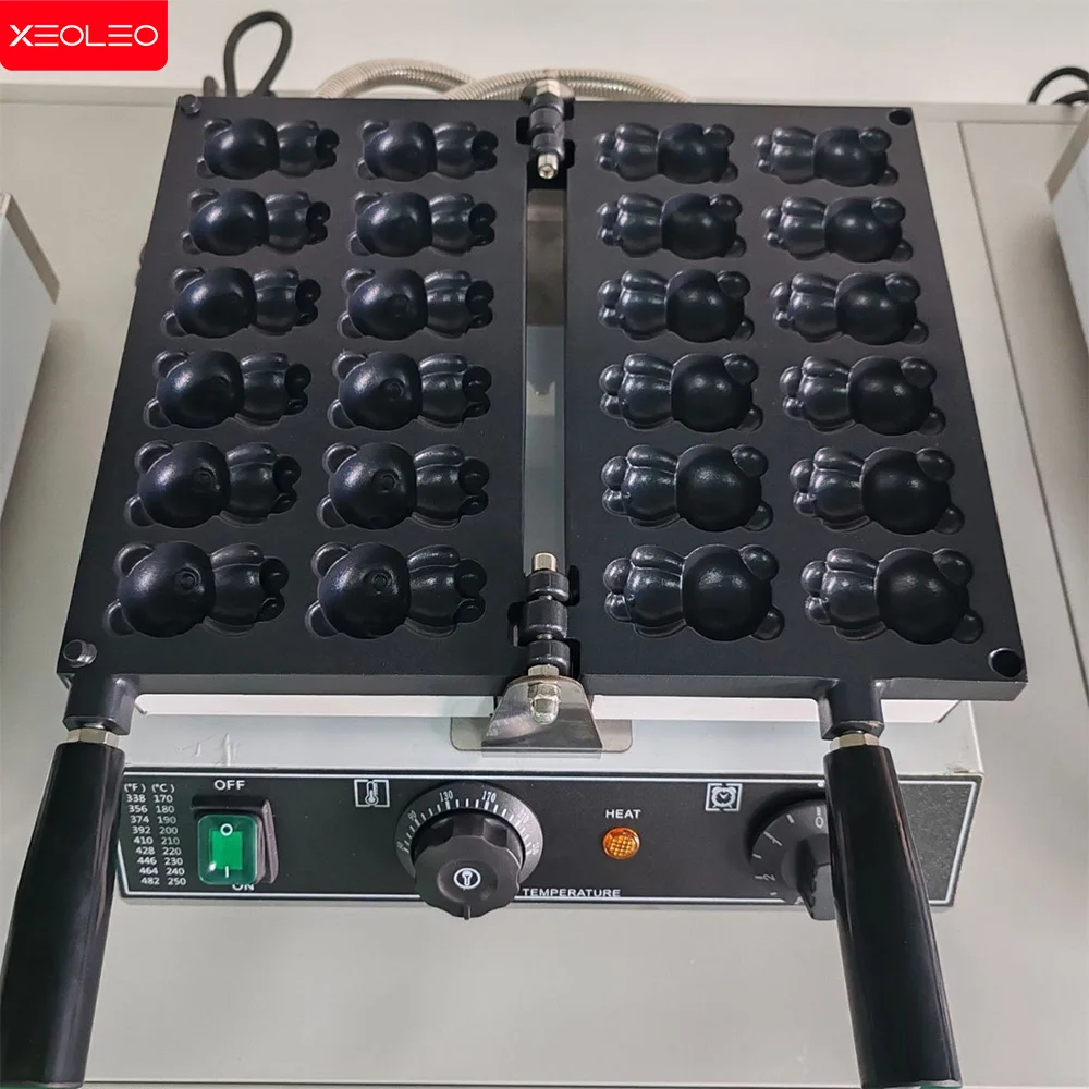 XEOLEO الكهربائية الدب شكل صانع الوافل 1600 واط 12 قطعة الحيوان الدب صناع الوافل آلة صانع الدب الهراء الحديد غير عصا