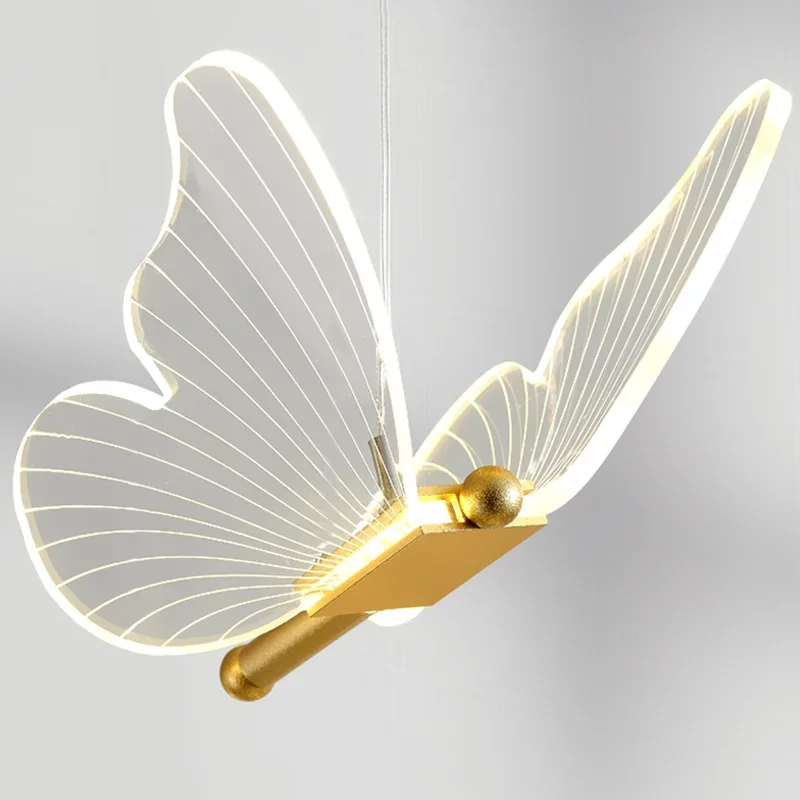 Lámpara colgante de mariposa para techo, iluminación LED brillante para cocina, mesita de noche, sala de estar, decoración Nórdica