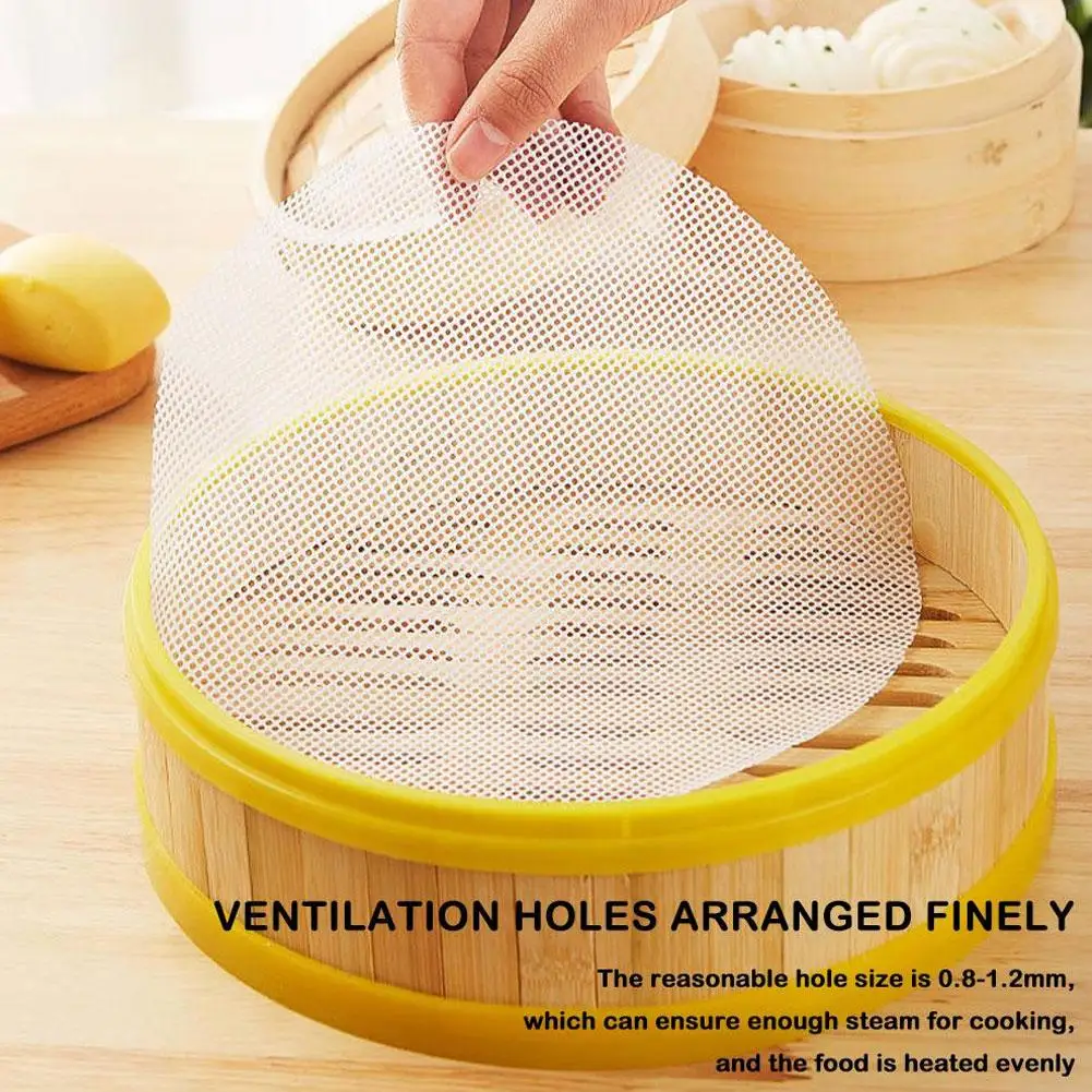 Silicone Steamer Mat Steamer Paper Liner Reusable Round Dim Sum Mesh Non-Stick Mesh Mat Pad For Buns Dumpling Baking Pastry Q7R7
