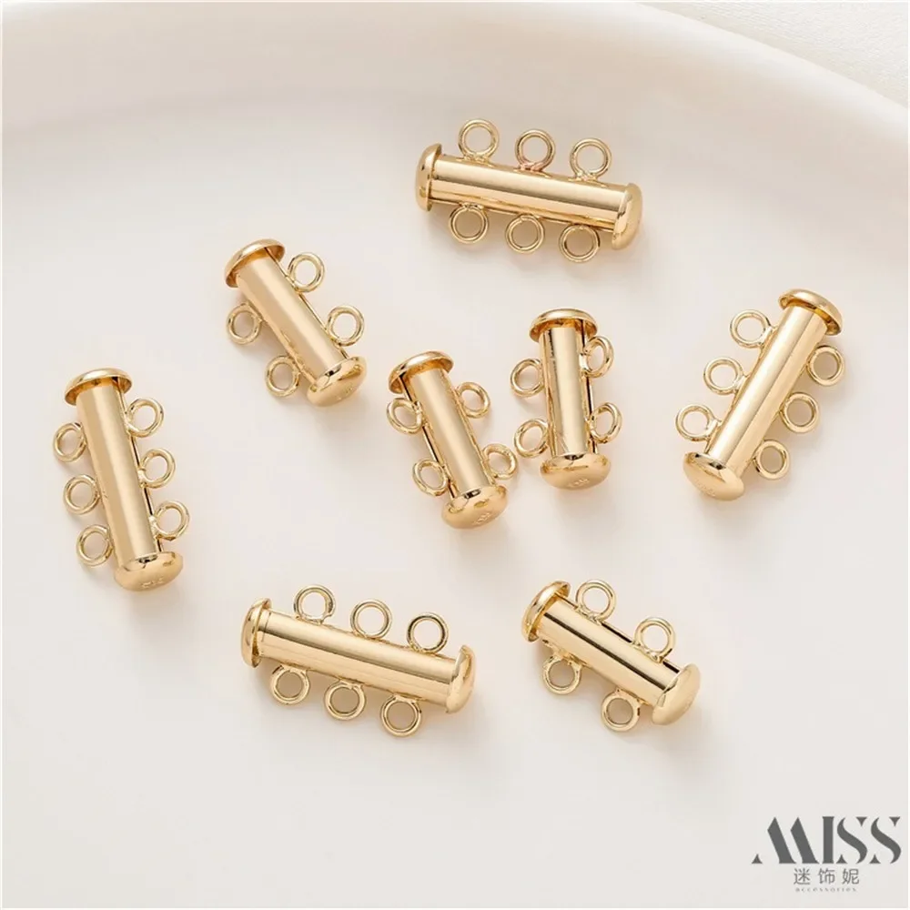

14K Gold-Plated Closure Connection Buckle DIY Handmade Bracelet Necklace Accessories Two & Three Rows Pipe Buckles