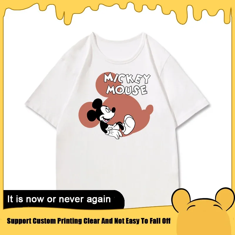 

Disney Mickey Mouse Male Short-sleeved T-shirt Korean Version Loose Oversize Fashionable Anime Clothes Children's Cotton