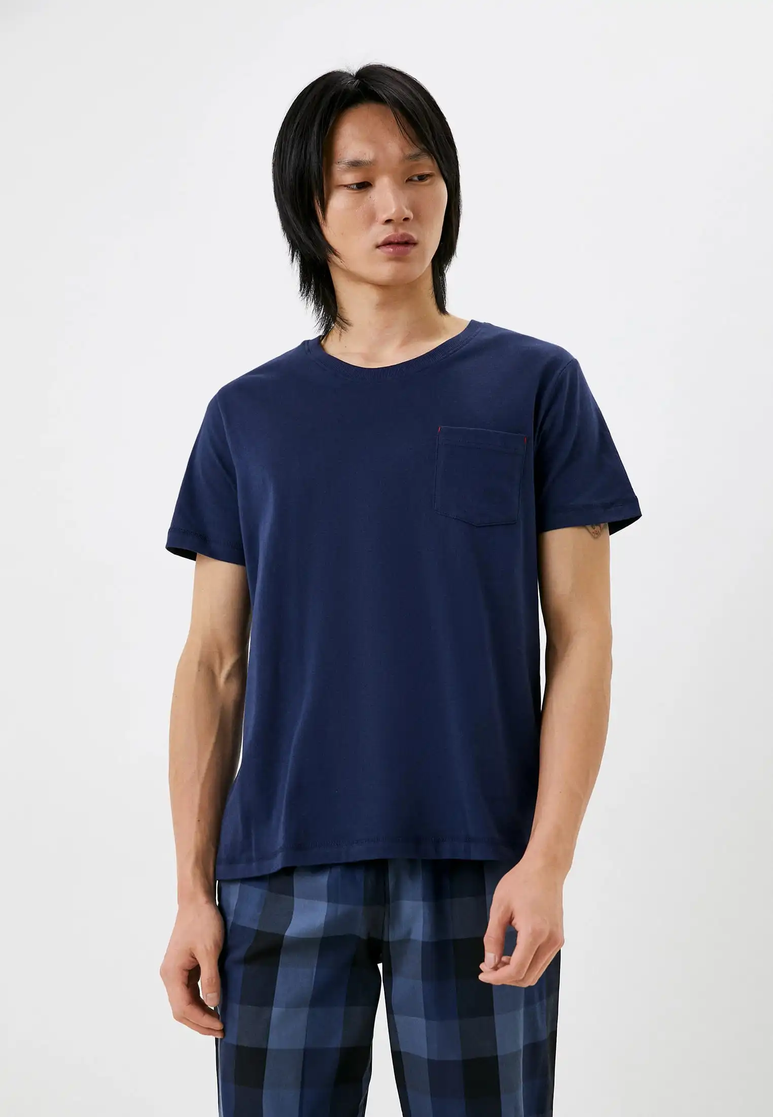 Hot Selling Comfortable Men Plaid Pajama Knitted Cotton Loose Fit Pajamas Set Woven Loungewear Summer Autumn