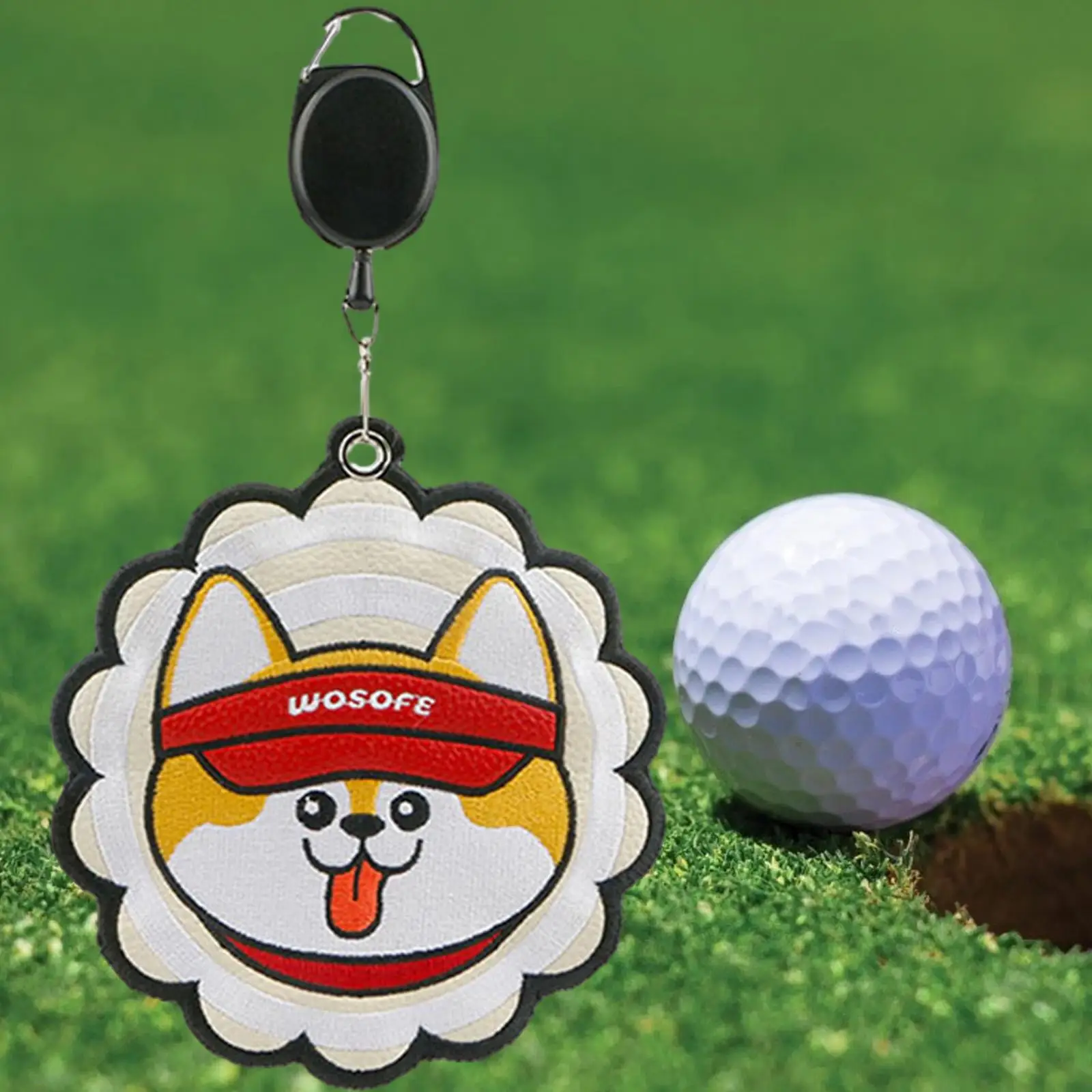 Golf Ball Towel Portable Cartoon Pattern with Clip Golf Ball Cleaning Towel