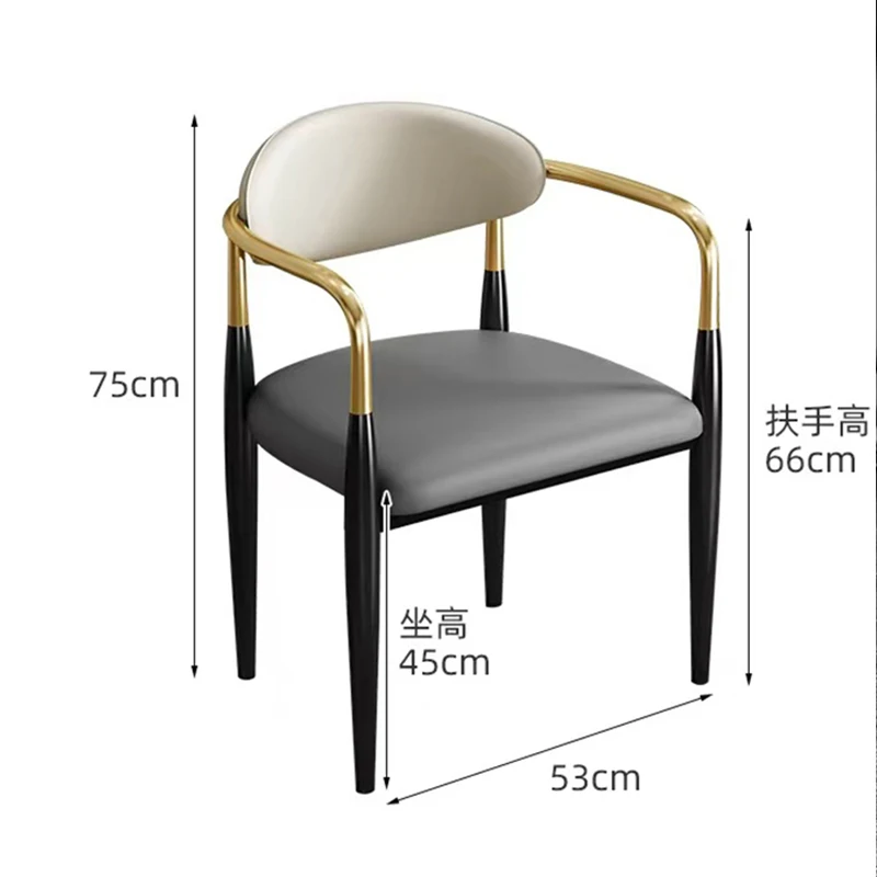 Designer Luxury Dining Chairs Nordic Mid Century Black Metal Legs Lazy Chairs Living Room Armrest Chaises Salle Manger Furniture