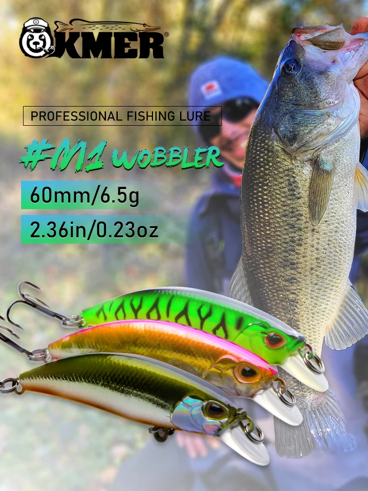 KMER Fishing Lure For Wobbler Slow Sinking Minnow Crankbait For Zander Pike Walleye About Artificial Hard Bait Goods Accessories