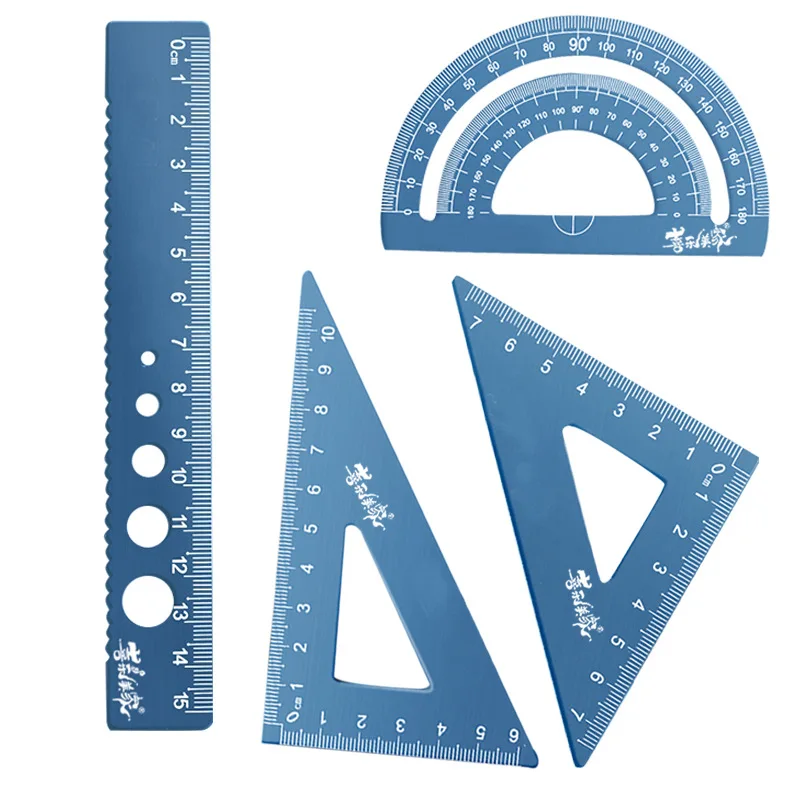 Elementary Student Four Piece Ruler Set 20cm Drawing Measurement Learning Tools Straight Ruler Triangle Protractor Stationery